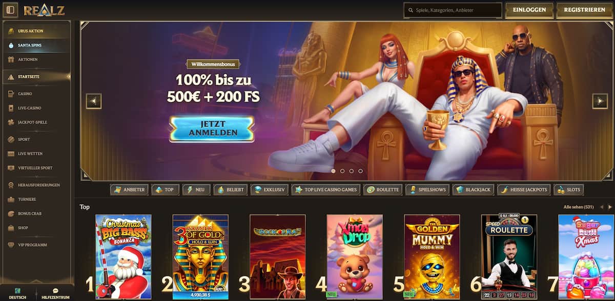 renomowany Realz Casino bonus bez depozytu baner promocyjny